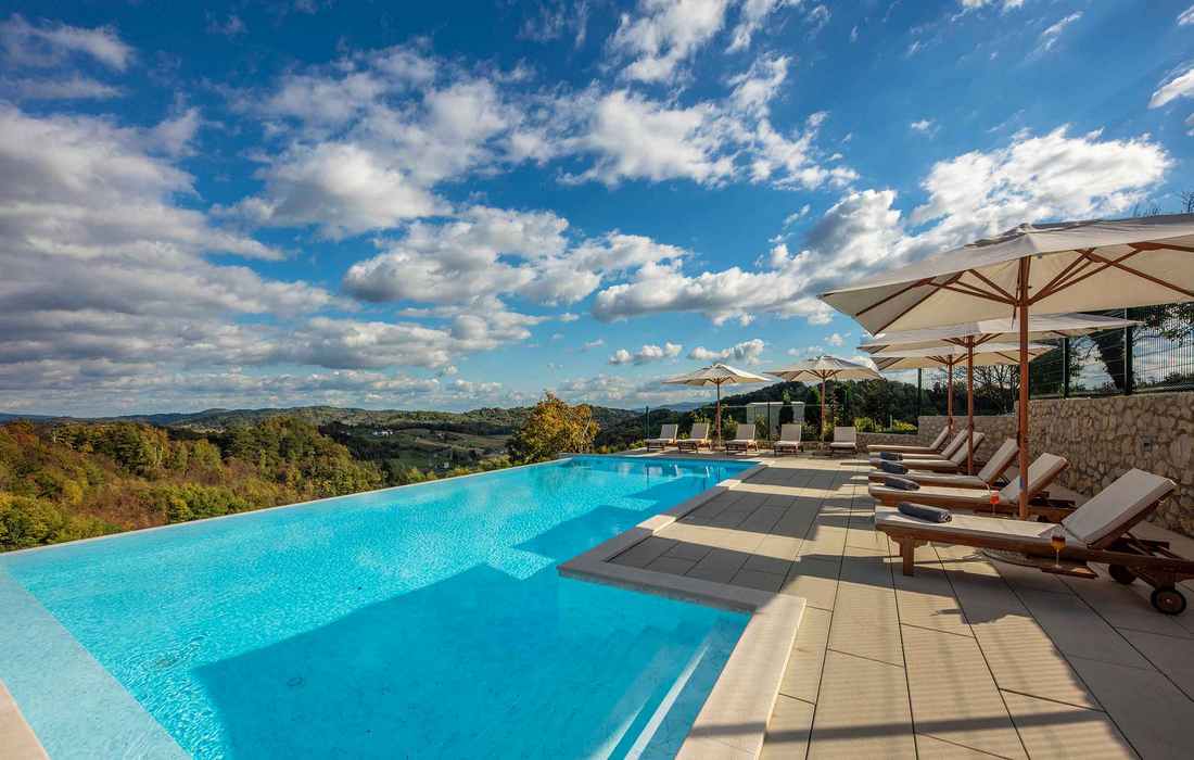 The outdoor pool in the Tourist Village Vuglec Breg, Croatia